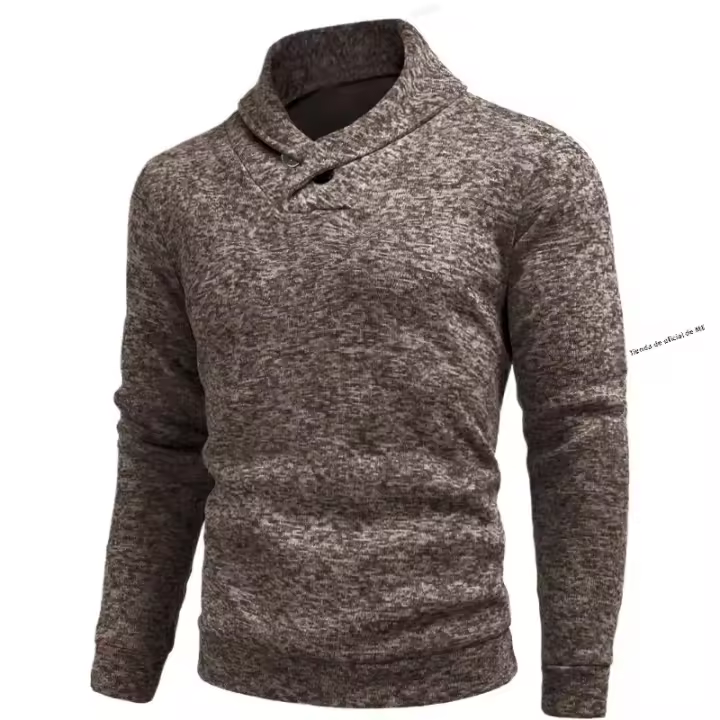 Suéter De Cuello Alto Para Hombre Con Botones De Talla Gruesa Estilo Casual Abrigo Transpirable Para Otoño E Invierno Con Cuello En V Talla Oversize Streetwear - 1