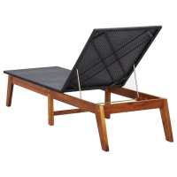 vidaXL Tumbona de madera maciza de acacia y ratán sintético Sillas de Exterior Ideal para jardín, playa, piscina, terraza Tumbona Piscina Tumbonas Playa Tumbonas Jardín Exterior - details 4