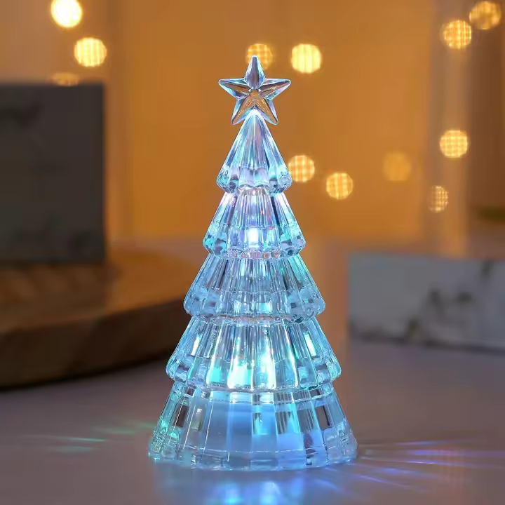 Luz De Noche Luminosa De Árbol De Navidad Cristal Con LED Vela Electrónica Decoración De Escritorio Estilo Moderno Material Plástico - 1