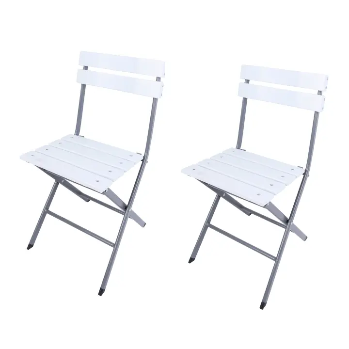 Rebecca Furniture Juego de 2 Sillas de Acero Plástico para Jardín y Balcón - 1