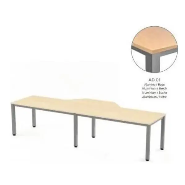 MESA EN FORMA DE L EXECUTIVE DE ROCADA 360x120x80 COLOR ALUMINIO/HAYA - 1
