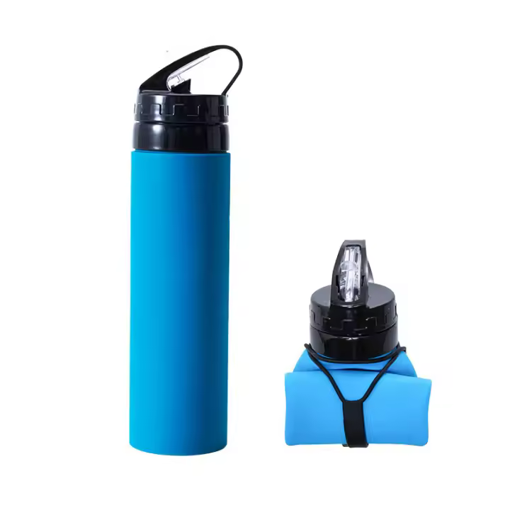 Botella Deportiva De Silicona Plegable Y Desmontable 600ml Portátil Y Ligera Con Tubos De Absorción Accesorios Para Exteriores Reutilizable - 1