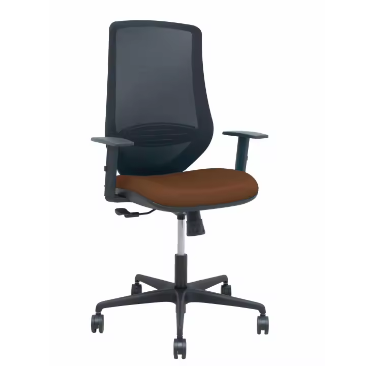 Silla Mardos sincro malla negra bali marrón oscuro brazo regulable - 1