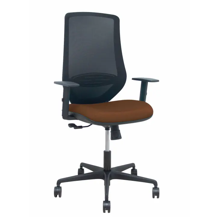 Silla Mardos sincro malla negra bali marrón oscuro brazo regulable - 1