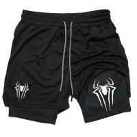 Shorts De Rendimiento Y2K Para Hombre Con Estampado De Araña 2 En 1 Deportivos Compresión Para Gimnasio Y Running Shorts Casuales De Polyester Cierre Con Cordón - details 1