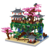 Bloques De Construcción DIY Bibilock 3320PCS Sakura Tree House Edificio De Diamantes Jardín Chino Arquitectura Cascada Regalo Para Adultos - details 5