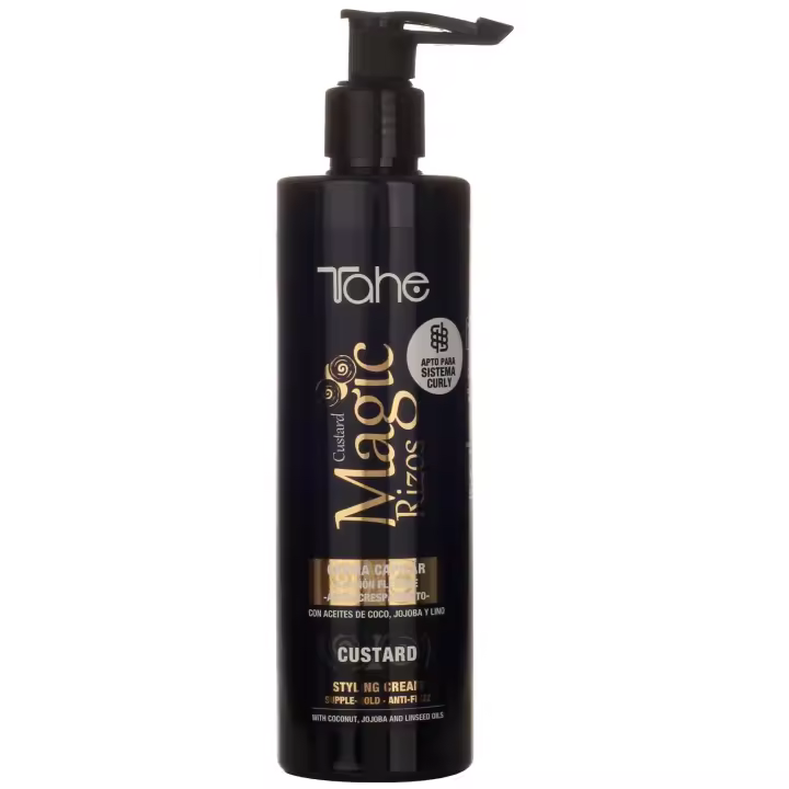 Tahe Magic Rizos Crema capilar de fijación antiencrespamiento Custard para cabello rizado u ondulado, 300 ml - 1