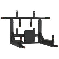 HOMCOM Barra de Dominadas de Pared con Almohadillas Barra de Pull Up de Acero Multifuncional para Fitness Entrenamiento en Casa Adultos Carga Máx. 120 kg 93x72x48 cm Negro - details 0