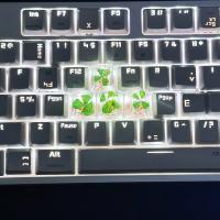 Juego De 4 Piezas De Keycap Para Teclado Mecánico DIY Flor Transparencia Resina Personalidad Cuatro Hojas De Grama - details 4