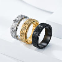 Anillo Giratorio De Acero Inoxidable Para Hombres Anillo Antiestrés Para Reducción Del Estrés Estilo Vintage Geométrico - details 1
