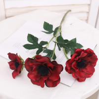 3 Cabezas De Anefoma Poppa Flores Artificiales De Seda Larga Rama Decoración Para Fiesta De Boda Navidad Hogar Wreath Mesa Jardín DIY - details 5