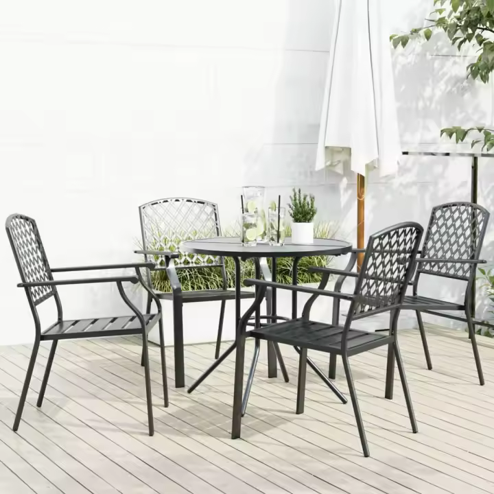 VidaXL Conjunto de jardín Victoria 4 sillas + mesa negro - 1