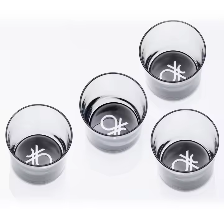 Set 4pcs vasos de agua 0,345l cristal logo inferior negro CASA BENETTON - 1