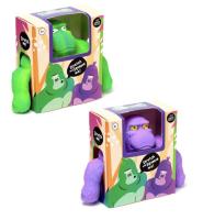 Puckator Muñeco niños Gorila de Goma Aplastable infantil jóvenes Tiktok 18cms max.  Stretch deformable al golpearlo contra el  suelo en color verde y morado - details 3