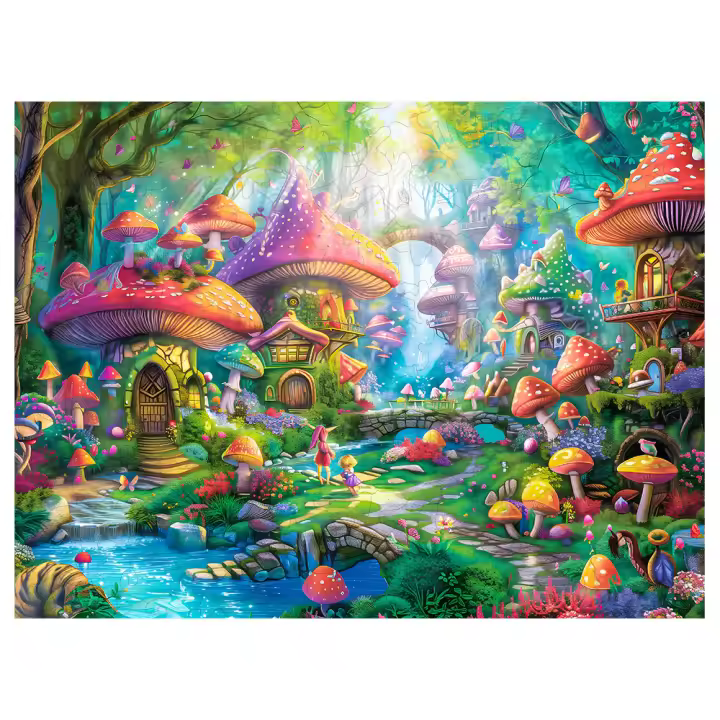 Rompecabezas De Madera Colorido Casa De Hongo Dificil Juguete De Rompecabezas Para Niños Y Adultos Juego Familiar Regalo De Navidad - 1