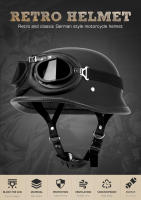 Casco De Motocicleta Estilo Alemán Cuero Pilot Retro Abierta Cara Mitad Para Cruce Chopper Biker Certificación DOT Unisex Tallas S-XXL - details 0