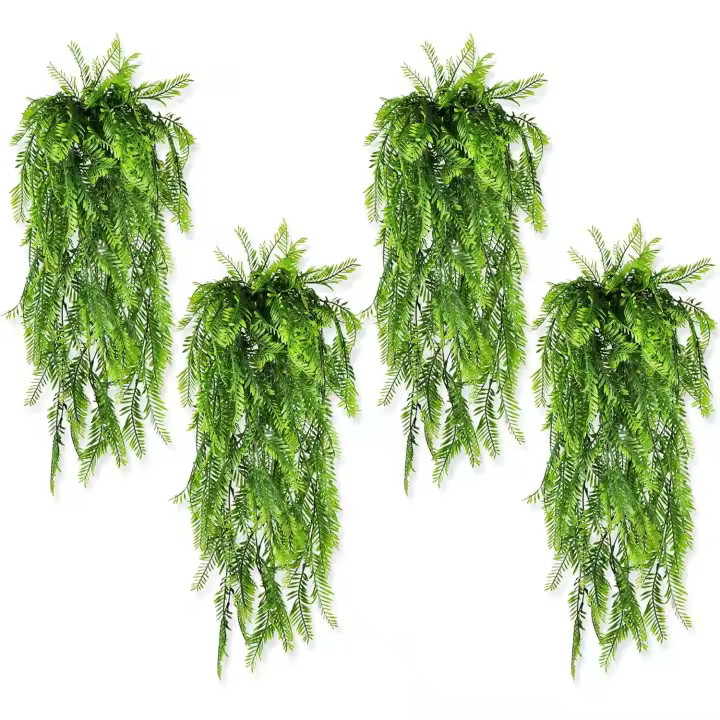 8 Piezas Plantas Artificiales Colgantes Enredadera Planta Artificial Colgante, Planta Artificial Exterior Decorativas Plantas Colgantes Plástico de Helechos Decoración Pared Terraza Jardín - 1