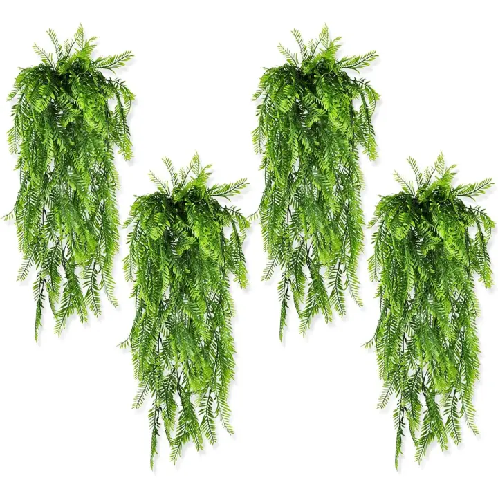 8 Piezas Plantas Artificiales Colgantes Enredadera Planta Artificial Colgante, Planta Artificial Exterior Decorativas Plantas Colgantes Plástico de Helechos Decoración Pared Terraza Jardín - 1