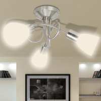 vidaXL Lámpara de Techo Moderna E14 Metal Cristal Gris y Blanca 3 bombillas Cantidad de bombillas Circular,  Bol,  Cono y mas - details 0