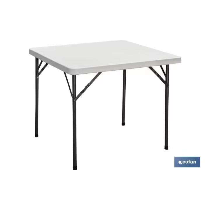 Mesa plegable cuadrada de color blanco | Peso maximo: 120 kg | Adecuado para 6 personas | Medidas abierta: 88 x 88 x 74 cm; 1 UNIDADES - 1