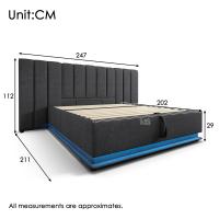 Cama Doble Moderna Inteligente | 160x200/180x200 | Con Almacenamiento + APP LED Controlable + Carga USB-C | Ecológico Lino Gris Anthracita | Somier Metálico | Sin Cogín - details 9