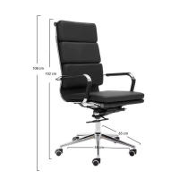 ORION91 Silla Director Respaldo Alto Acolchado Piel Sintética Color Negro 🖤 Estructura Cromo 56x65x108cm Oficina Profesional Teletrabajo – SpazioLuzio - details 0