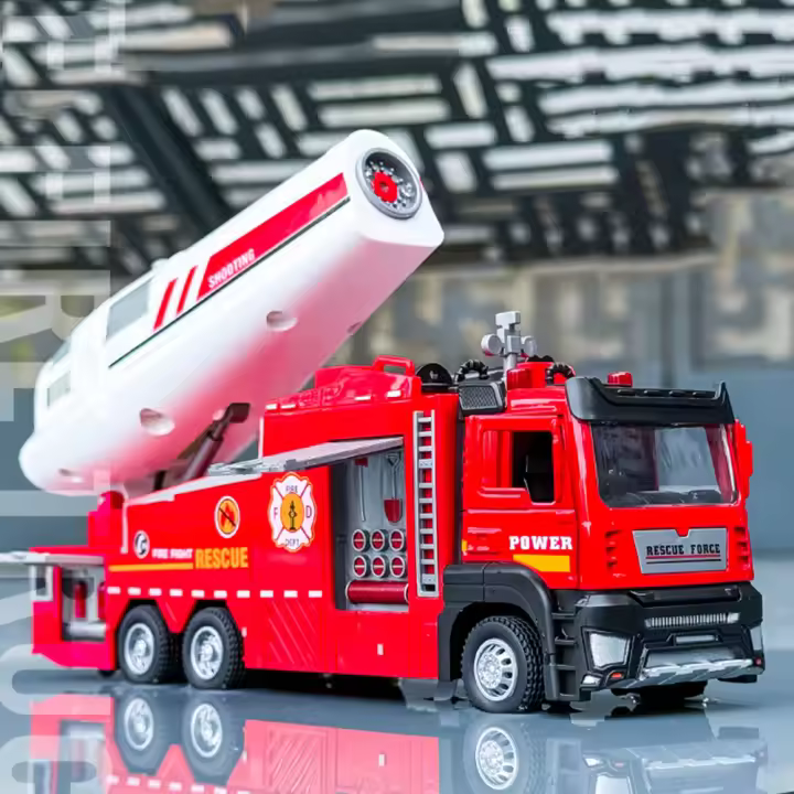 Camión De Bomberos Eléctrico a Escala 1/32 Con Función Retroceso Puertas Abiertas Luz Y Sonido Vehículo De Juguete Para Niños - 1