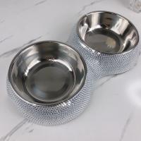 Tazón De Alimentos En Forma De Diamante Para Perros Y Gatos De Acero Inoxidable Desmontable De Dos Capas Nuevo 2024 - details 1