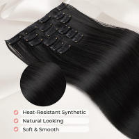 Extensiones De Cabello Sintético 6Pcs/Set 22 Pulgadas Rizado Recto Ombre Fibra Resistente Al Calor Con 16 Clip Para Mujeres Uso Diario - details 2