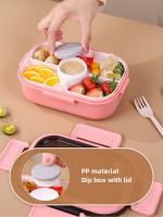 Caja De Almuerzo Ecológica De 1200ML Con Doble Capa Compartimentos Cuchara Y Tenedor Microwaviable Y Sellado Para Picnic - details 6