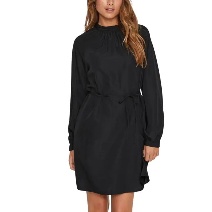 VIGRAFFY HIGH NECK L/S DRESS Black - 1