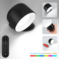 Luz De Pared Remotamente Controlada RGB Cambiante Y Dimmable Luz Nocturna Para El Dormitorio Con Rotación De 360 Grados - details 0