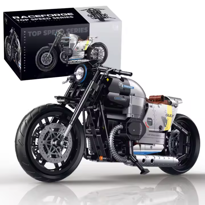 Conjunto De Bloques Técnicos De Motocicleta Clásica MOC Para Niños Y Adultos Regalo De Navidad Modelo De Motocicleta a Escala 1:8 Compatible Con Lego - 1