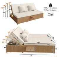 Chaise longue de Jardín Para dos personas, chaise longue de exterior de ratán, sofá de ratán, se puede utilizar Como Mueble de Jardín de exterior, adecuado para salones, balcones y Jardines, resistente a la intemperie, plegable, con los codos - details 6