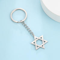 Lemegeton Llavero De Acero Inoxidable Estrella David Amuleto Hexagonal Israelita Joyería Moda Para Hombres Y Mujeres Regalo - details 0