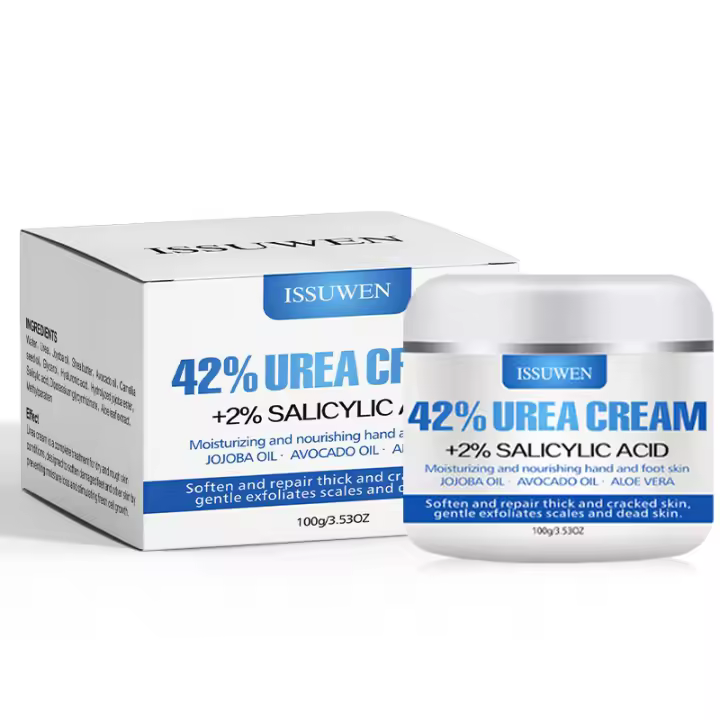 Crema de 7,06 onzas / urea 42% más ácido hidrofólico 2%, crema de pies de urea para el cuidado de los pies, talón agrietado para el tratamiento de la reparación de las manos de la rodilla y el codo, crema hidratante de los pies, piel muerta de callos de p - 1