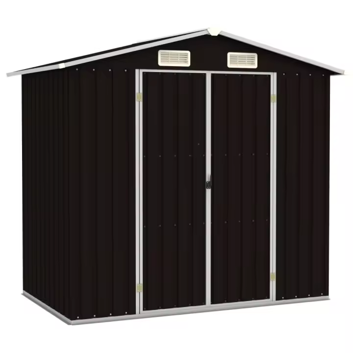 vidaXL Cobertizo de jardín acero galvanizado marrón 205x129x183 cm - 1