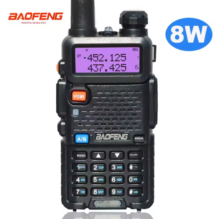 Baofeng UV-5R 8W Radio De Doble Vía Portátil Potente Y De Alta Potencia Para Caza Rango Largo De 10km Color Negro - 1