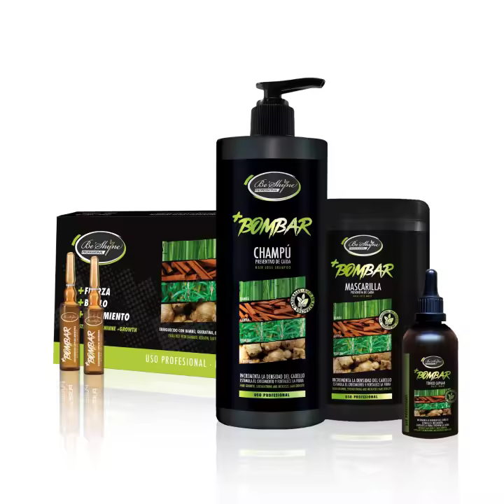 KIT BOMBAR, Be´Shyne® Champú, Mascarilla, Gotero, Ampollas,  incrementan la densidad y estimulan el crecimiento. - 1