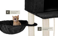 Tectake - Rascador para gatos LILOU, Rascador robusto con funda acolchada de felpa, Varios postes rascadores con fibra de sisal resistente, 165 cm, Sisal, Con casita para gatos y 4 tubos, 2 nidos giratorios, plataforma de observación y hamaca - details 2