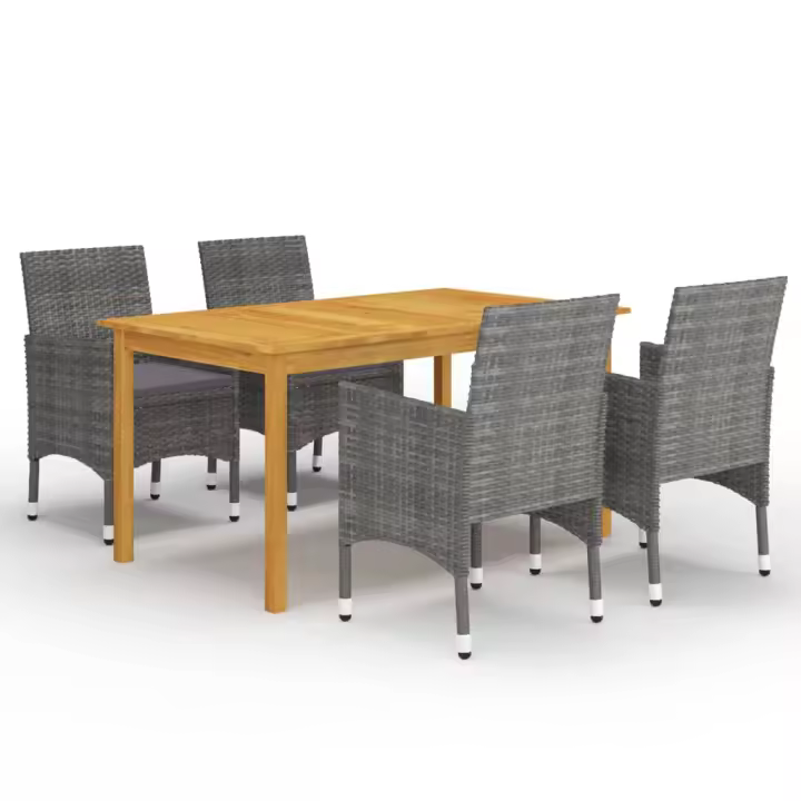 vidaXL Juego de comedor para jardín de 5 piezas gris - 1