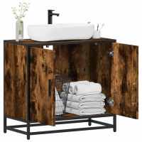 vidaXL Armario de lavabo de baño madera 65x33x60 cm en color Roble Sonoma/Gris sonoma/Negro y más | almacenamiento funcional diseño moderno para baño dormitorio sala - details 3