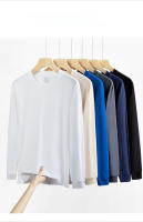 Camiseta De Algodón Grueso 300g Para Hombre Y Mujer Con Mangas Largas Para Primavera Otoño Blanca Suelta Capaz De Camiseta Básica - details 5