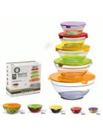 MAXHOME-Juego de 5 Cuencos de Cristal con Tapa,Ensaladeras, Cuencos para Aperitivos,Tupper redondos hermeticos,150ml 200ml 350ml 500ml y 900ml ,Color surtido,Aleatorio - details 1