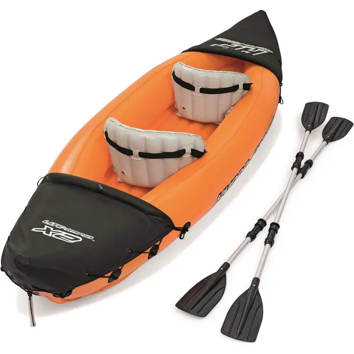 Hydro-Force Rapid Kayak  Juego de Kayak Inflable con Asientos, Respaldo, remos, Bomba de Mano y Bolsa de Transporte, Naranja - Ideal para 2 Personas - 1