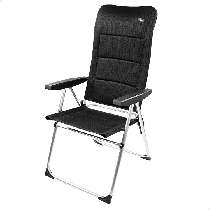 Silla Plegable Premium negra Aktive, para exterior, medidas 49x67x123 cm, de aluminio y poliéster, Peso máx. 110Kg. - 1