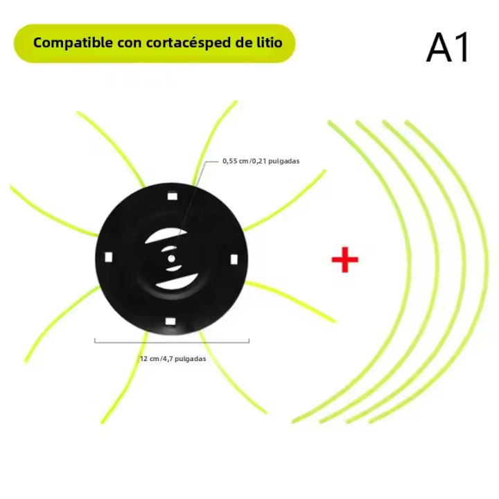 Cabeza De Cortacésped De Acero Reemplazo Gratis Con 4 Líneas Para Gasolina/Litio Herramienta De Jardín Para Eliminar Malezas Y Arbustos - 1