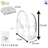CM - Comedero para Pájaro con Tapa. Pack 24 Unidades, Tamaño 7x4,5x7,5 cm. Comedero con Capilla para Refugiarse Mientas se Alimentan y con Apoyo para una mayor Comodidad. Hecho con Plástico Resiste a las Adversidades del Exterior - details 0