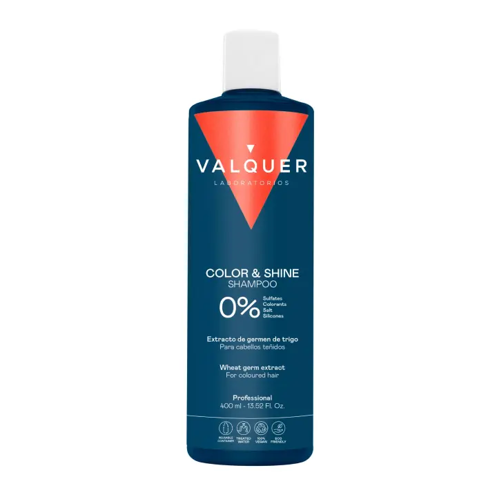 Valquer Laboratorios Valquer Champú para Cabellos Teñidos Sin Sulfatos - Potenciador del Color y Brillo - 400ml - 1