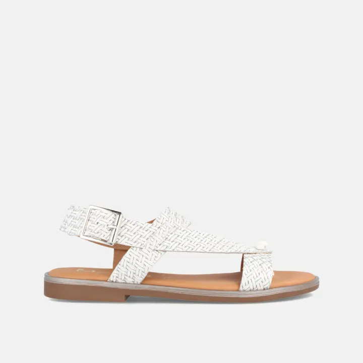 MARILA SHOES SANDALIAS PARA MUJER PLANA ESTILO ROMANO AURA BLANCO - 1